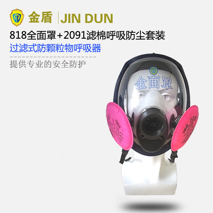 金盾818L全面罩防毒面具+P100非油性顆粒物濾棉